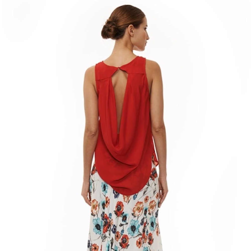 Haute Hippie Cerise Red Cowl Back Top Size Medium